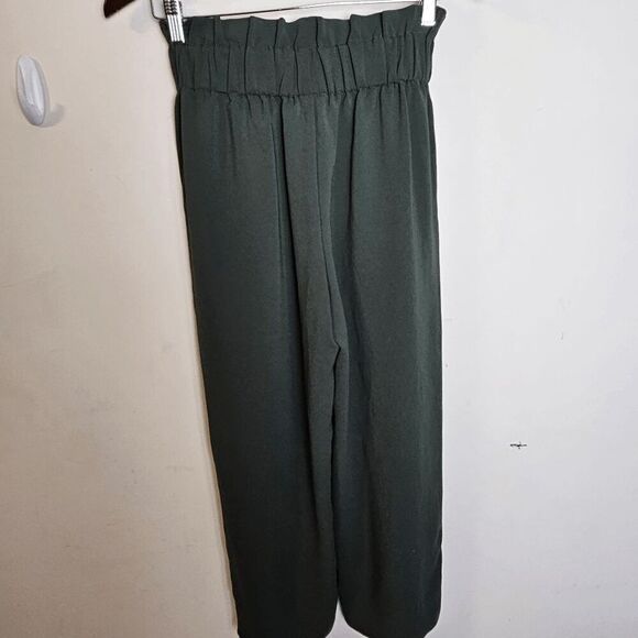 Madewell Tie Waist Huston Pull On Crop Wide Leg Pants MB189 Women's Green Size S - Picture 3 of 5